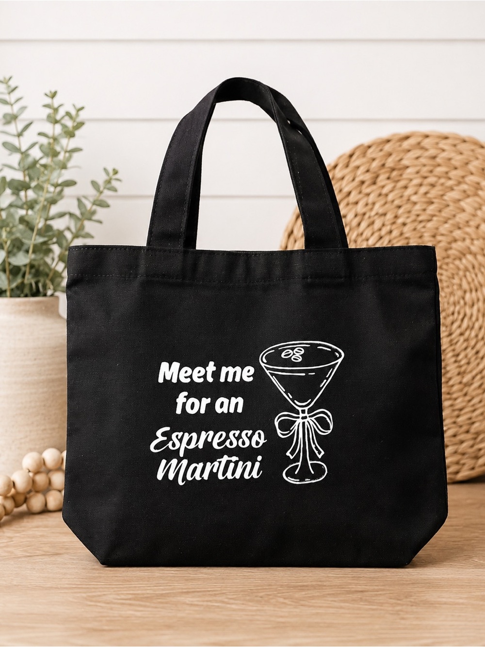 NWOT Espresso Martini Black Zippered Tote Bag
